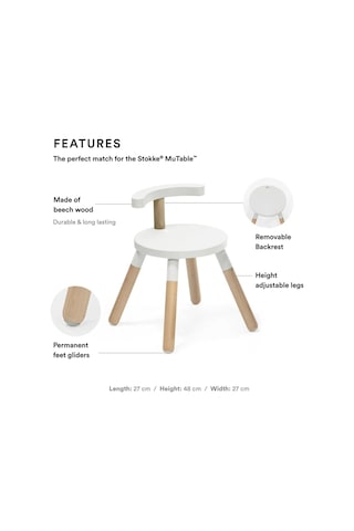 Stokke Mutable Chair White Ayarlanabilir Yükseklikli Hafif Ve Güvenli Çocuk Sandalyesi Aksesuarlar Beyaz