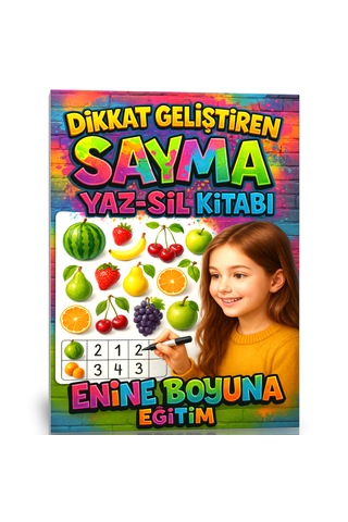 3-9 Yaş Dikkat Geliştiren Sayma Yaz-sil Kitabı Karışık Nesneleri