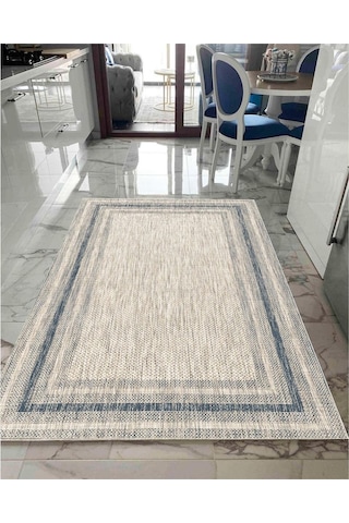 STY Home Mavi Kaymaz Tabanlı Halı Yolluk Makinede Yıkanabilir