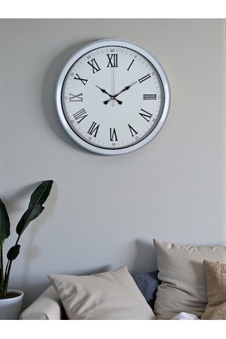White Prime Roma Rakamlı 40 Cm Metal Duvar Saati Beyaz