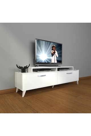 Decoraktiv Ekoflex 4 Slm Retro Tv Ünitesi Tv Sehpası Beyaz