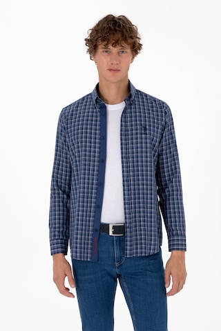 U.S. Polo Assn. Erkek Mavi Ekoseli Uzun Kollu Lacivert Gömlek 50316631-VR032
