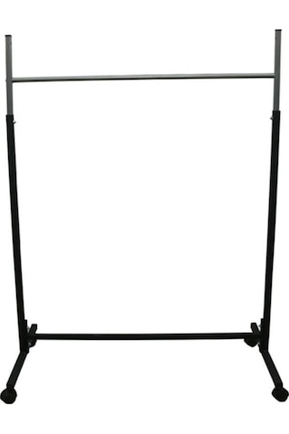 Teknor Paslanmaz Tekerlekli, Siyah Metal, Konfeksiyon Elbise Kıyafet Askılık Portatif Askılık Siyah