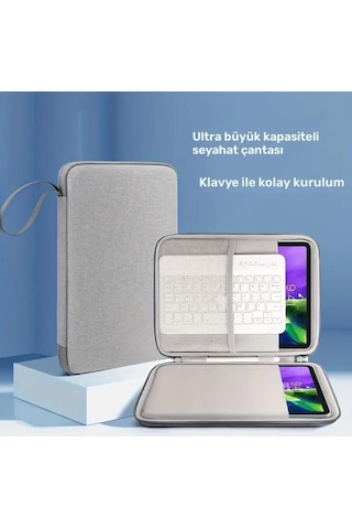 Bölmeli Tablet Ve Notebook İçin Dayanıklı Koruma Kılıfı Taşınabilir Çanta GRİ