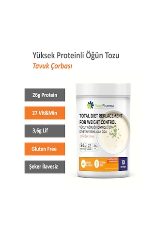 Whey Proteinli Diyet Tavuk Çorbası Yüksek Proteinli Çorba Öğün Tozu, 600g