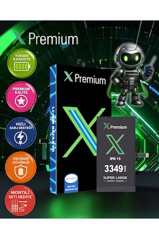 Xpremium Apple Uyumlu iPhone 15 Batarya 3349 Mah Süper Yüksek Kapasiteli Güçlendirilmiş Pil