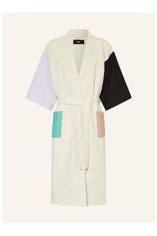 Unisex Kimono, Renk Bloklu, Şal Yakalı, %60 Pamuk, 125 Cm Uzunluk Mor