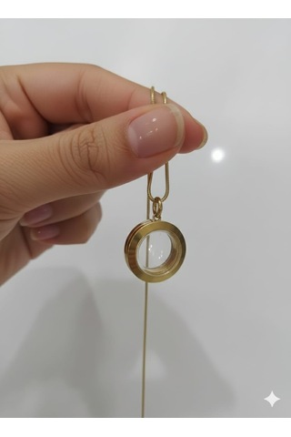Akfecan Çelik 316l Altın Rengi Içi Açılır Daire Kolye Altın
