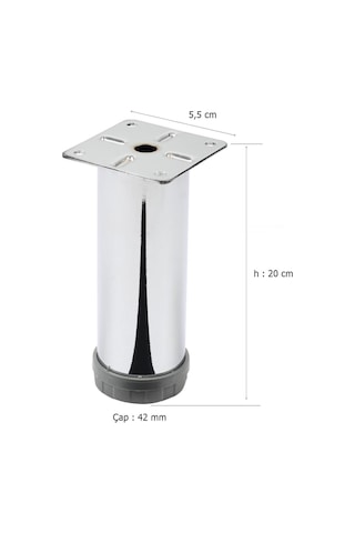 4 Adet Mobilya Ayağı Metal 20 Cm Alttan Ayarlı 42 Mm Krom Ayak