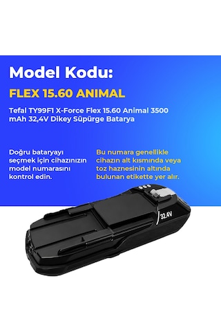 Tefal Ty99f1 X-force Flex 15.60 Animal 3500 Mah 32,4v Dikey Süpürge Batarya