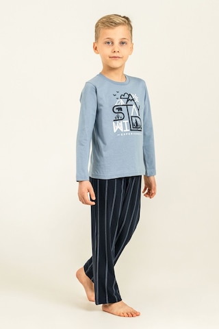 Arnetta Baba Oğul Stay Wild Mavi Uzun Kol Pijama Takım Ar3829-a-v1 Ar3829-a-v1
