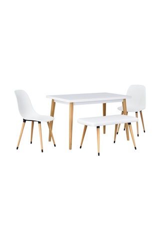 Vilinze Eames Sandalye-bank Avanos Ahşap Mdf Mutfak Masası Takımı - 70x120 Cm Natürel