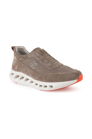 Libero L5985 Hakiki Süet Triko Erkek Sneaker - Boşluklu Aerodinamik Eva Tabanlı Bağcıksız Casual Ayakkabı Vizon