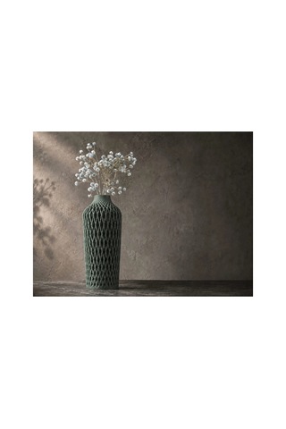 Diamont Metalic Green Vazo Modern Dekoratif 3d Baskı Vazo 137x250 Mm Çok Renkli