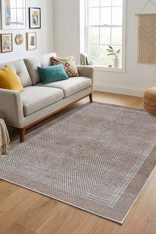Yıkanabilir Kaymaz Taban Dijital Baskılı Halı Ve Yolluk Leke Tutmaz Salon & Mutfak Halısı - 1175 Kahverengi