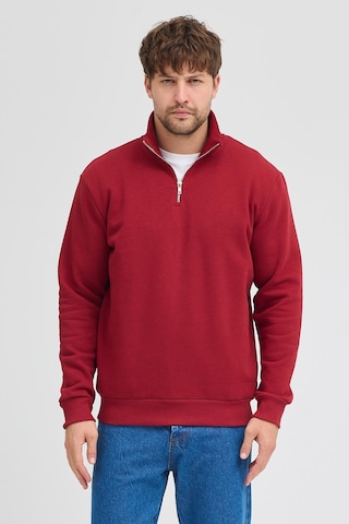 Unisex Regular Fit Rahat Kesim Pamuklu Içi Polarlı Yarım Fermuarlı Bordo Dik Yaka Sweatshirt Bordo