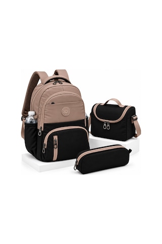 İlk Okul Çantası 3'lü Seti Unisex Çocuk İlkokul Çantası Bvt-8010 Vizon-siyah Vizon - Siyah