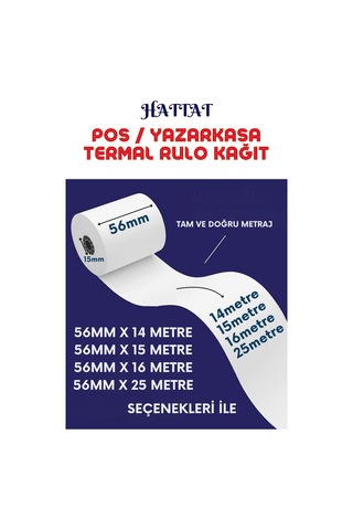 Hattat Termal Pos Rulo 100 Adet Rulo 56 MM x 25 M