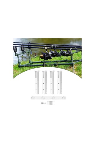 Pazly 4 Adet Balıkçılık Kutbu Standı Montaj Vidalı Beyaz Aksesuar