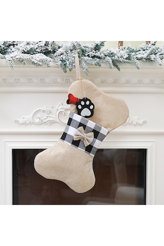 Qingmipy Noel Evcil Hayvan Çorabı - Kedi Köpek İçin Yeniden Kullanılabilir Hediye Çantası