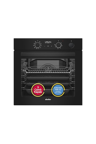Simfer 8244 - 3750 - 8738 0+10 Fonksiyon Steam Master Siyah 3'lü Ankastre Set
