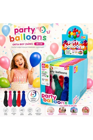 30 Paket - 5pcs Orta Boy Renkli - 30cm Party Balon Toptamda 150 Adet Balon Aklby-bsva58 Çok Renkli