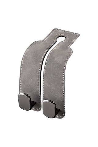 Gajeena Araba Arka Koltuk Çift Metal Kanca - Pu Deri + Çinko Alyuminyum, 44 Lbs Yük Taşıma, Telefon Tutucu İçin Uygun, Gri, Tekli Paket