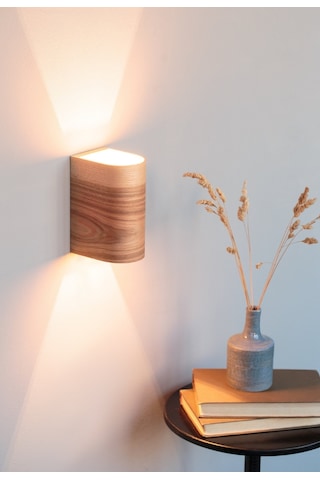 Bombe Kenarlı Yansıtma Tasarım Çift Yönlü Ahşap Salon Duvar Aplik Meşe