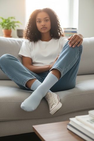Socks Stores 6 Çift Unisex Renkli Pamuklu Soket Çorap - Renkli Tenis Boy Çorap Açık Mavi