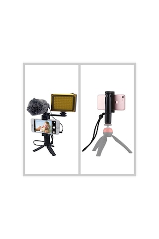 Puluz Video Grip Telefon Elde Tutucu+ Bileklik Tripod Adaptörü- 5775 - Siyah