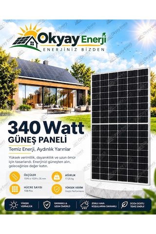 Okyay Enerji 340 Watt Monokristal Güneş Paneli A+