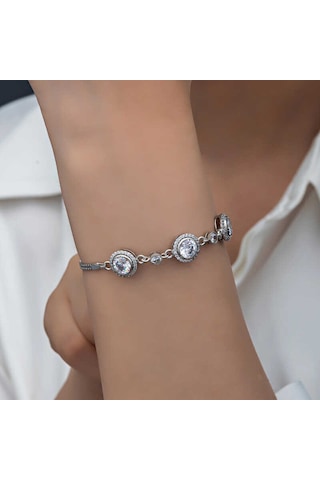 Gümüş Tektaş Kadın Bileklik Gümüş