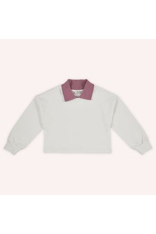 Panço Kız Çocuk Yakalı Uzun Kollu T-shirt Gül Kurusu 2421gk05027-4810 001