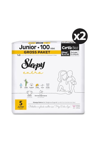 Sleepy Extra Günlük Aktivite Gross Paket Bebek Bezi 5 Numara Junior 200 Adet