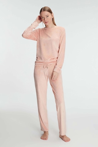 Uzun Kol Sweatshirt Ve Pantolon Takım Pijama Takımı Şeftali