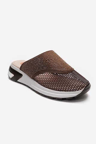 Luvishoes Glea Kahverengi Taşlı Burnu Kapalı Kadın Terlik