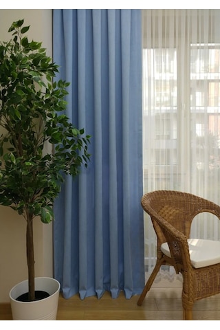 Evdepo Home Deniz Soft Pileli Fon Perde Mavi