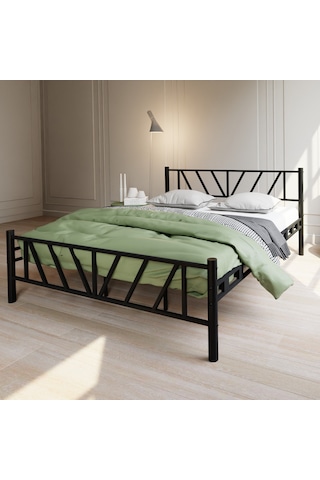 Gardenya Çift Kişilik Metal Karyola A Kalite, Ses Çıkarmaz ,ölçülü Model Karyola Siyah