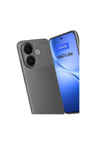 Vivo V60 Lite Uyumlu Kılıf Karbon Tasarım Kamera Korumalı Silikon Telefon Kılıfı Kapak Gri
