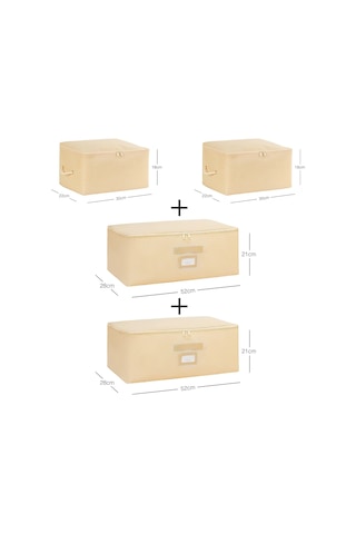 4'lü Bej Balıksırtı Hurç Set 2 Adet 30 X 22 X 18/2 Adet 52 X 28 X 21 Cm Diğer