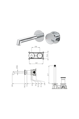 Teska E 5509 Arte Ankastre Lavabo Bataryası Rose Gold