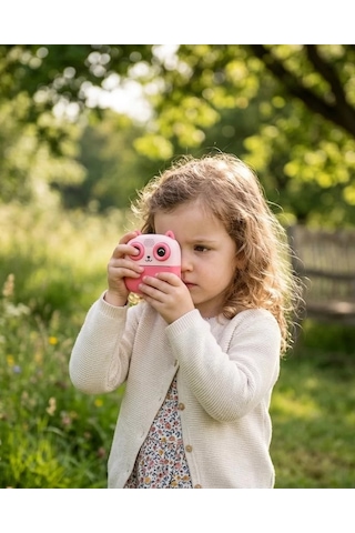 Anında Fotoğraf Baskılı Çocuk Kamerası 5 Rulo Kağıt 6 Renk Kalem Hediyeli Eğitici Oyuncak Kamera Standart