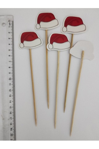 30 Parça Noel Şapkalı Yılbaşı Sofra Seti : Kısa Kürdan Uzun Kürdan Bardak Süsü