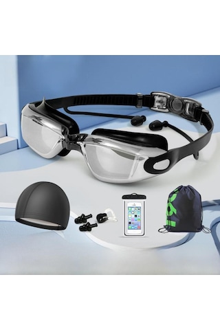 Yetişkin Yüzme Gözlüğü Su Boyutu Buğu Önleyici Yüzme Dalış Gözlüğü Hd Şeffaf Yüzme Gözlüğü Kutulu Düz-siyah Çok Renkli