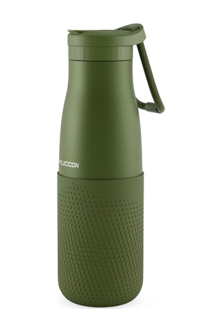 Puccon Haki 500 Ml Çelik Okul Matarası - Silikon Gövdeli Nokta Çelik Termos - 50027 Koyu Yeşil