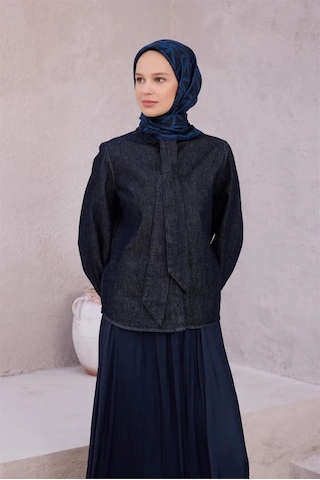 BELLİ Geometrik Desen İpek Twill Eşarp 4221d01 Lacivert