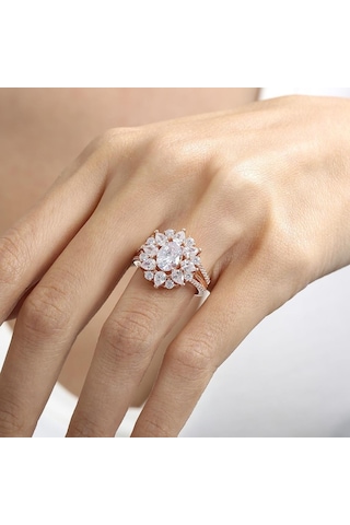 Mia Vento Effective Diamond Paris Işıltısı Rose Renk Işıltılı Gümüş Yüzük