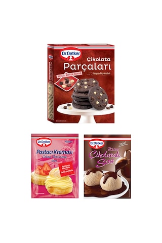 Dr. Oetker Sütlü Bitter Beyaz Çikolata Parçaları 70 G + Bitter Çikolatalı Sos 125 G + Pastacı Kreması 156 G