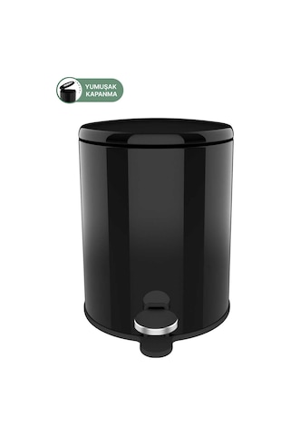 Cigo 6 Lt Yumuşak Kapanan Pedallı Banyo Mutfak Ofis Çelik Çöp Kovası - Siyah & İç Kısım Siyah-7314 Cigo 6 Lt Yumuşak Kapanan Pedallı Banyo Mutfak Ofis Çelik Çöp Kovası - Siyah & İç Kısım Siyah-7314