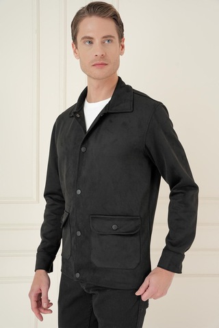 Comfort Fit Mono Yaka Kapaklı Cep Casual Siyah Ceket C 699 Siyah